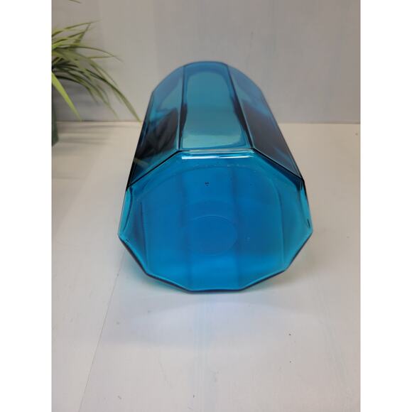 Vintage Paneled Canister, Retro Blue Smith Glass, Extra Large 11-1/2" - Picture 5 of 5